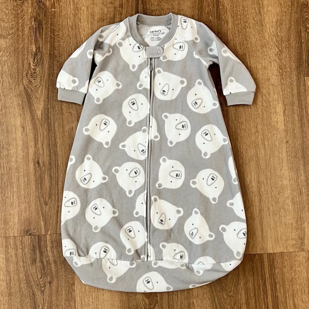 EUC Carters Long Sleeve Fleece Sleep Sack Polar Bear Sz 3-6 months